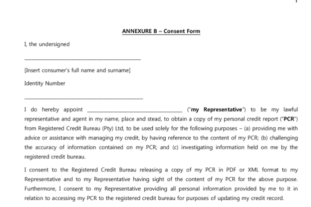 Credit Check Consent Form